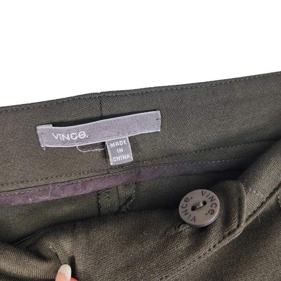 VINCE Womens 10 Stretchy Dress Work Pants Faux Zippers Skinny Leg Olive Green - Picture 3 of 6